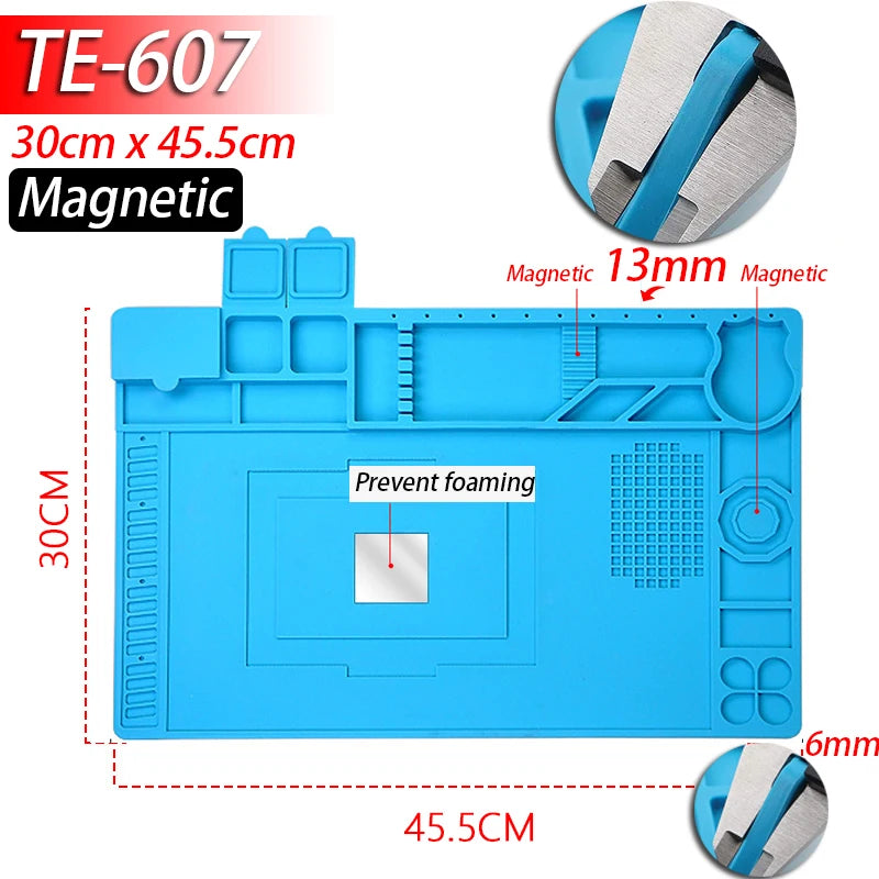 Soldering Station Mat Silicone Work Mat Heat Resistant 932°F Anti-Static Magnetic Mat for Electronic Phone Laptop Watch Repair by Reinvent Yourself