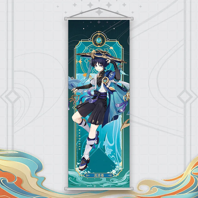 Xiao Yelan Kazuha Hutao Genshin Impact Scroll Canvas Wall Hanging Painting Home Decor Anime Poster Wall Art Room Decoration by Reinvent Yourself
