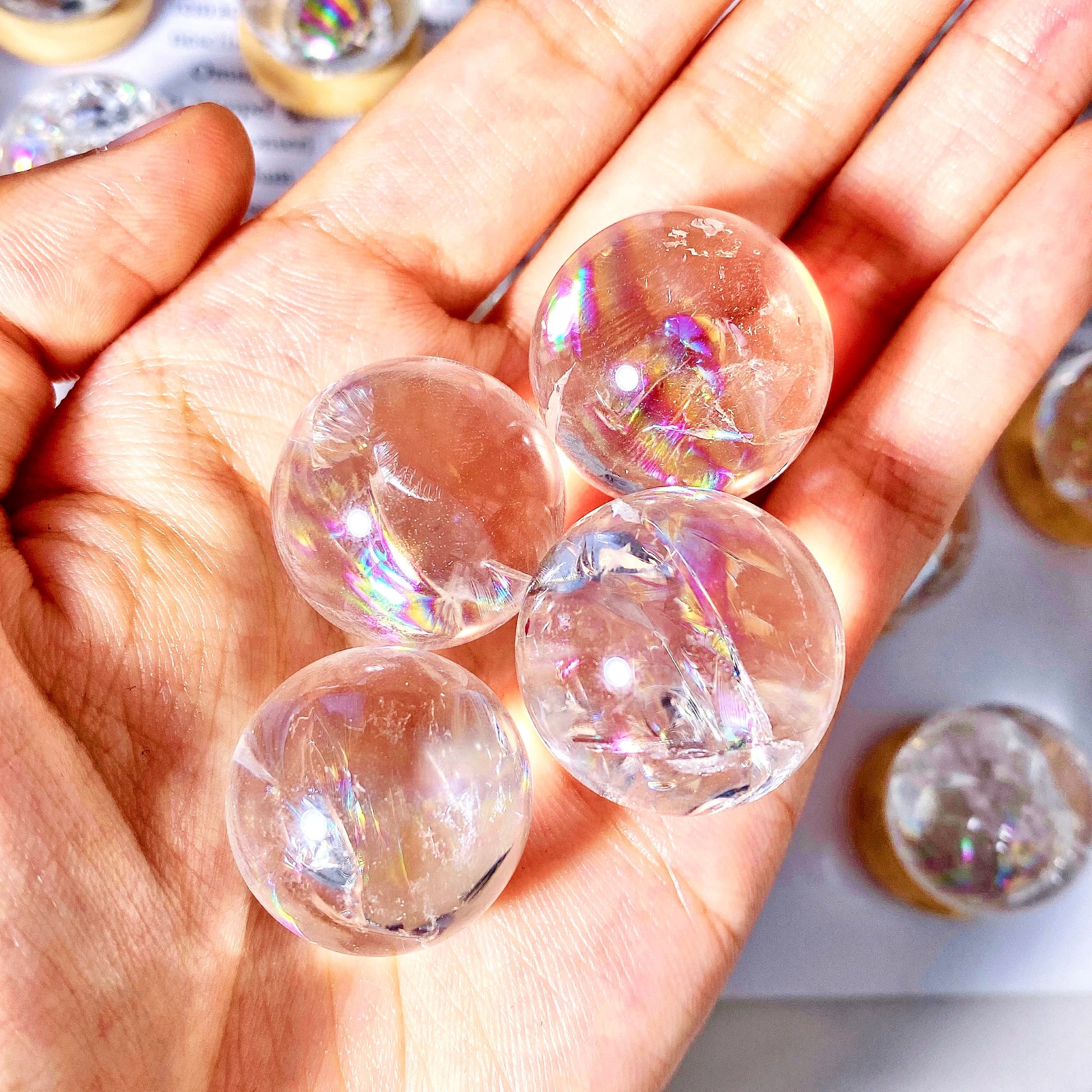 1PC Random Crackle Rainbow Clear Quartz Sphere Natural Crystal,Gemstone Jewelry,Glitter,Healing crystal,Birthday gift,Women gift by Reinvent Yourself