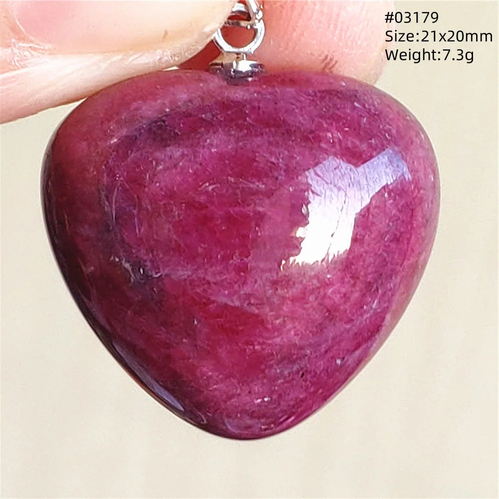 Natural Red Ruby Pendant Jewelry Love Heart Watermelon Ruby Zoisite Necklace Women Men 925 Sterling Silver AAAAA by Reinvent Yourself