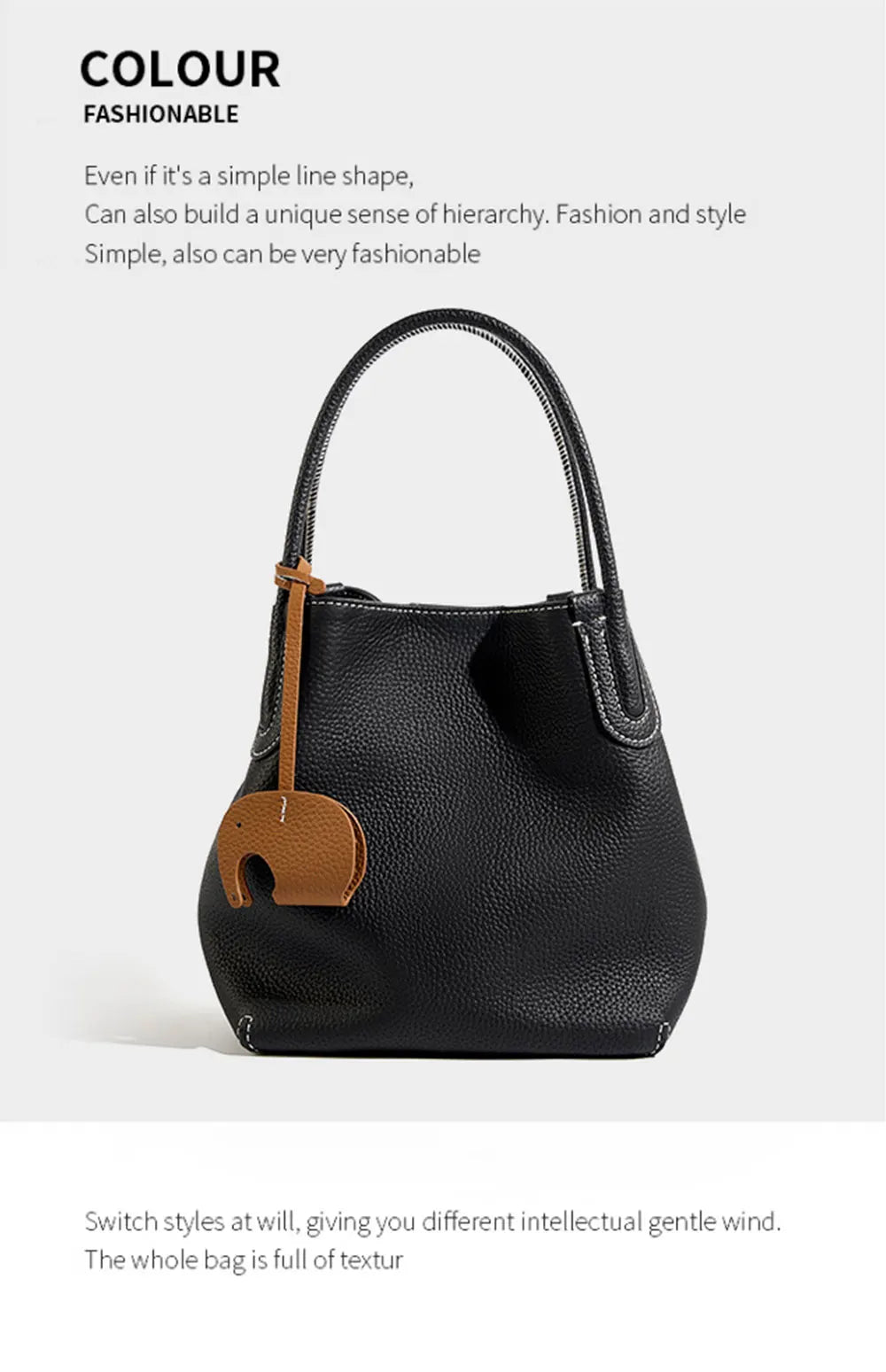 Genuine Leather Women Bucket Bag Luxury Designer Handbags High Quality Cowhide Women's Shoulder Bags Fashion Crossbody Bag by Reinvent Yourself