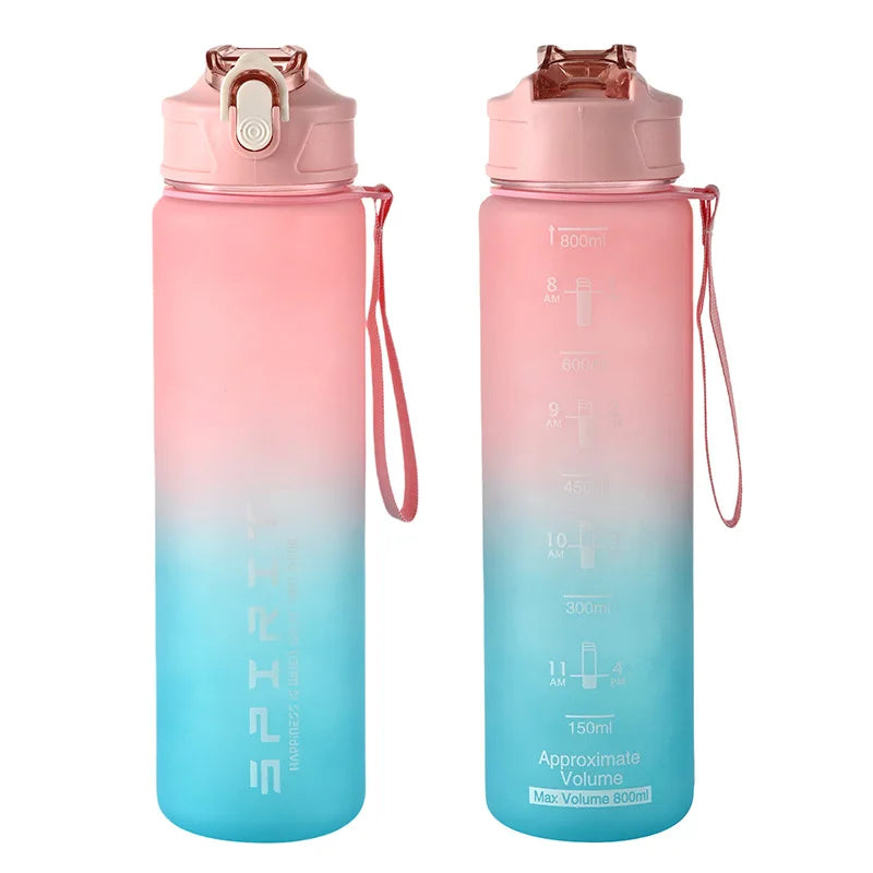 800ml/28oz Large Capacity Sports Water Bottle Leak Proof Colorful Plastic Cup Drinking Outdoor Travel Portable Gym Fitness Jugs by Reinvent Yourself