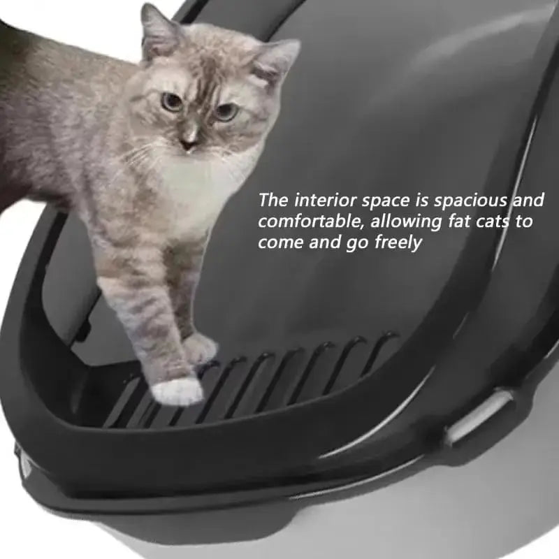 Semi-Enclosed Cat Litter Box Splashproof Kitten Toilet Tray Pet Cleaning Basin with High Sides for Indoor Use by Reinvent Yourself
