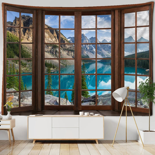 3D Window Scenery Tapestry Wall Hanging Hippie Tapiz Art Boho Natural Simple Bedroom Dorm Home Decor by Reinvent Yourself