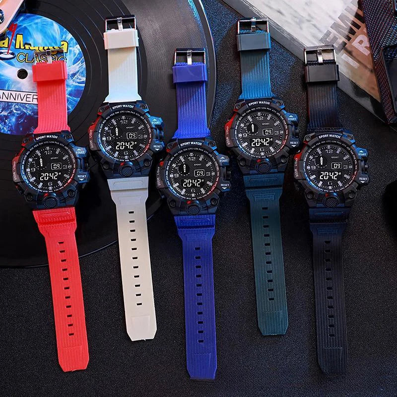 Fashion Men's Watch Sports Electronic Wristwatch Large dial Multifunctional Waterproof Luminous Alarm Kids Male's Military Watch by Reinvent Yourself
