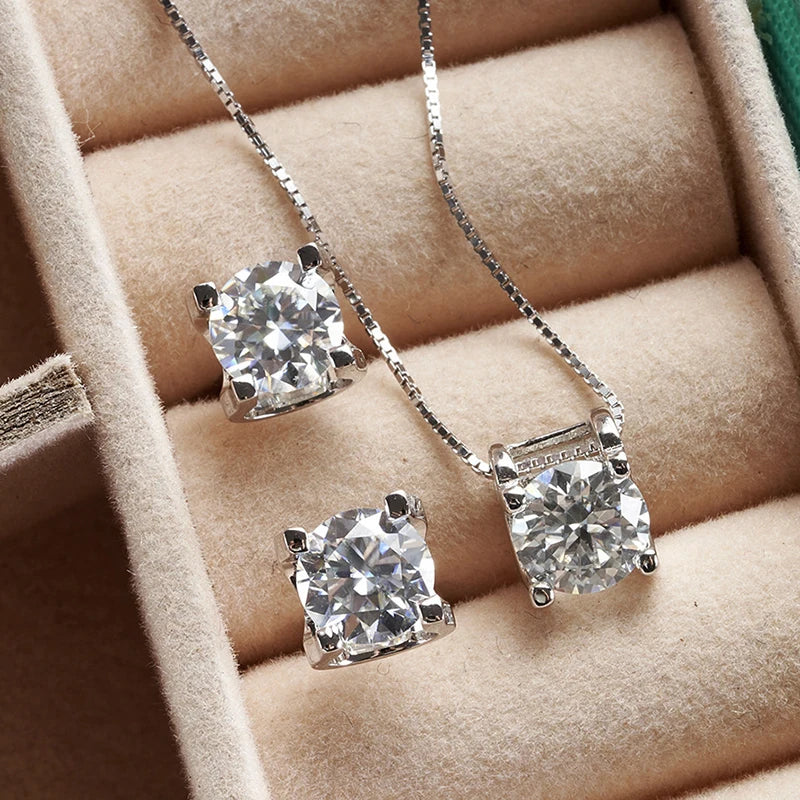JoyceJelly 3ct D Clolor Real Moissanite Jewelry Sets Women's Sterling Silver 925 Earrings Necklace For Women Bridal Set Gifts by Reinvent Yourself