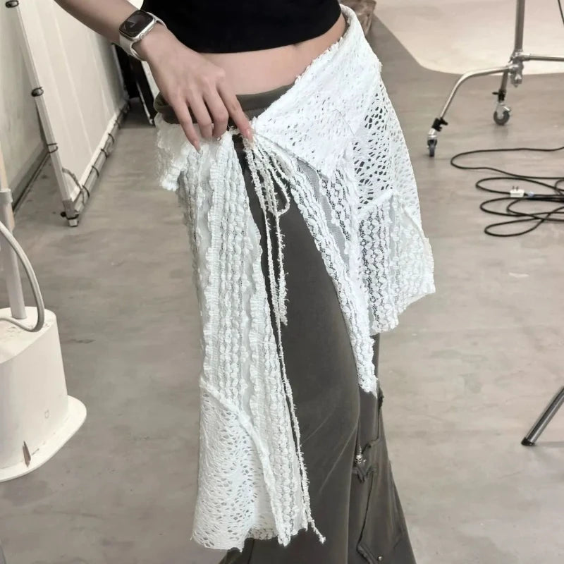 Skirts Women Solid Hollow Out Chic Lace-up Design Streetwear Daily Sweet Spicy Girls Layering Trendy Harajuku Popular Summer by Reinvent Yourself
