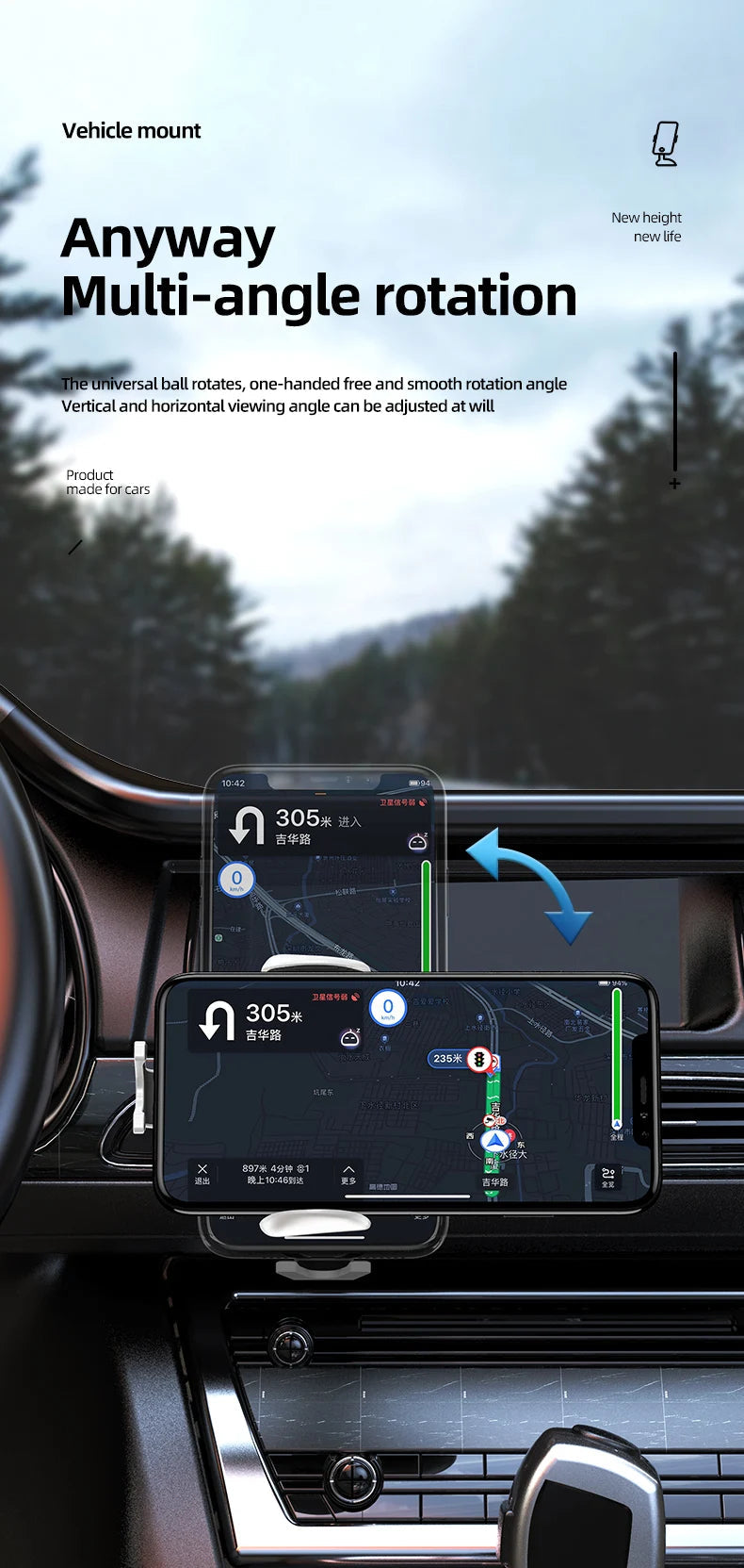 Wireless Charger Car Mount for Air Vent Mount Car Phone Holder Rotating Intelligent Infrared Fast Wireless Charging Charger by Reinvent Yourself