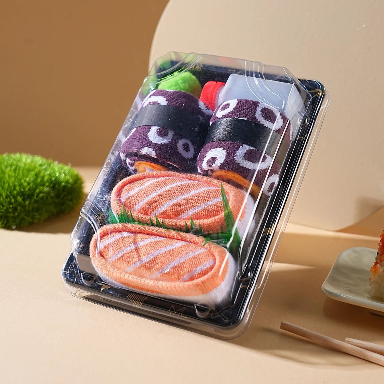 2 Pairs of Mid-Calf Men's Socks, Suitable for Both Men and Women, Novel and Fun, Colorful Salmon Sushi Gift Box Socks, European and American Fashion Trend Style, Comfortable and Breathable, Party Casual Novelty Gifts, Valenti by Reinvent Yourself