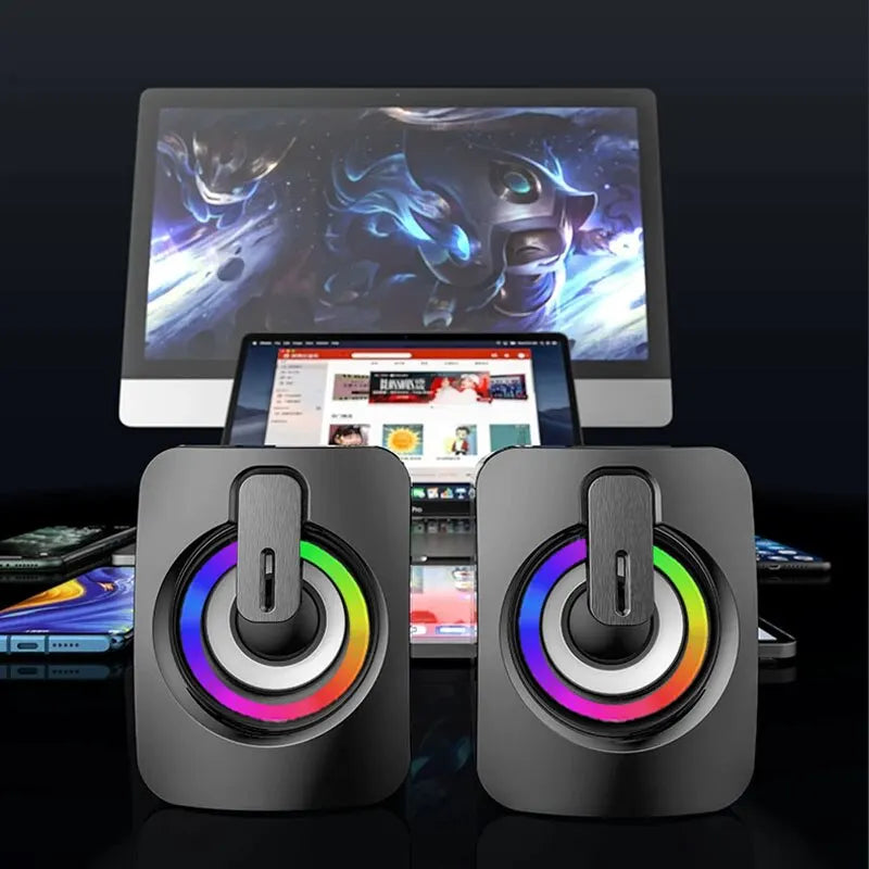 Computer Speakers HiFi Stereo Microphone Audio PC Speaker USB Wired Caixa De Som with LED Light for Desktop Computers PC Laptops by Reinvent Yourself