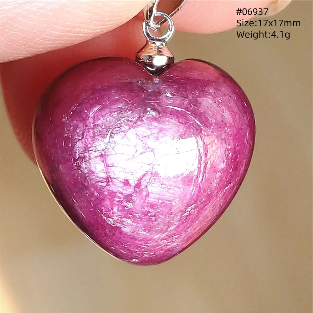 Natural Red Ruby Pendant Jewelry Love Heart Watermelon Ruby Zoisite Necklace Women Men 925 Sterling Silver AAAAA by Reinvent Yourself