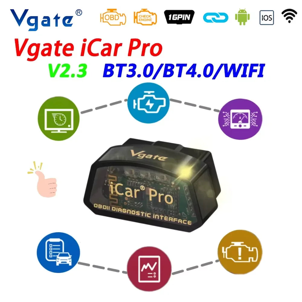 Vgate iCar Pro elm327 V2.3 OBD 2 OBD2 Car Diagnostic Tool WIFI Bluetooth 4.0 for IOS Scan Tool ODB2 Auto Scanner PK ELM 327 V1 5 by Reinvent Yourself