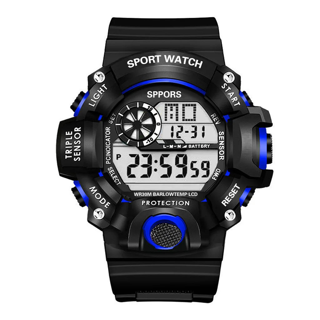 Fashion Men's Watch Sports Electronic Wristwatch Large dial Multifunctional Waterproof Luminous Alarm Kids Male's Military Watch by Reinvent Yourself