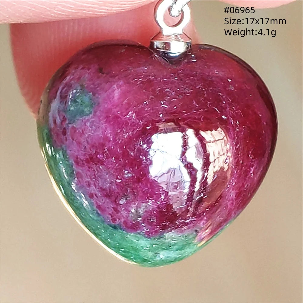 Natural Red Ruby Pendant Jewelry Love Heart Watermelon Ruby Zoisite Necklace Women Men 925 Sterling Silver AAAAA by Reinvent Yourself
