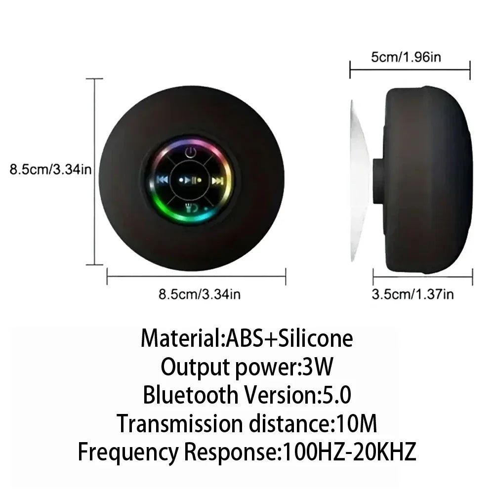 Portable Wireless Bluetooth Speaker LED IPX4 Waterproof Loudspeaker Outdoor Bathroom Large Suction Cup Mini Stereo Sound Box by Reinvent Yourself