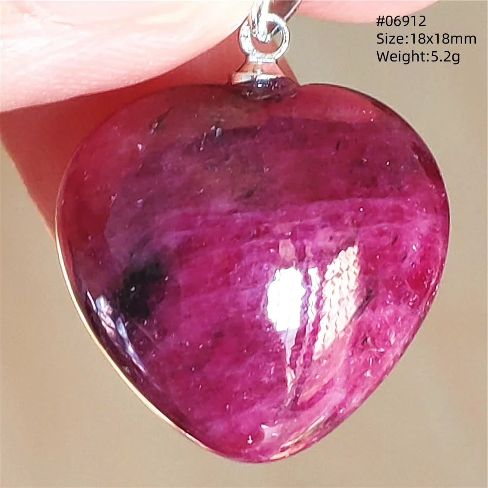 Natural Red Ruby Pendant Jewelry Love Heart Watermelon Ruby Zoisite Necklace Women Men 925 Sterling Silver AAAAA by Reinvent Yourself