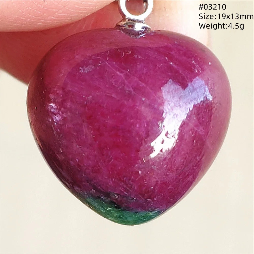 Natural Red Ruby Pendant Jewelry Love Heart Watermelon Ruby Zoisite Necklace Women Men 925 Sterling Silver AAAAA by Reinvent Yourself