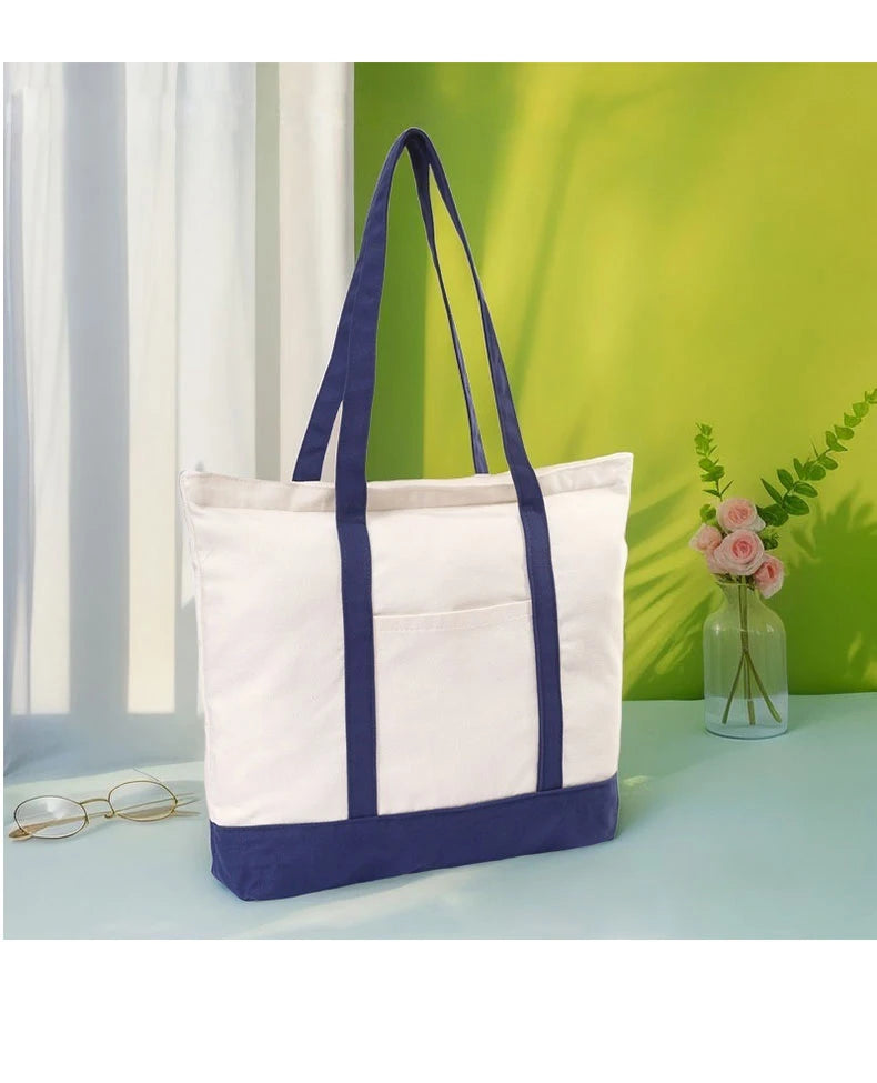 Customizable Tote Bag for Women - Reusable Cotton Canvas Grocery Bag with Logo Printing, Eco-Friendly Shoulder Handbag by Reinvent Yourself