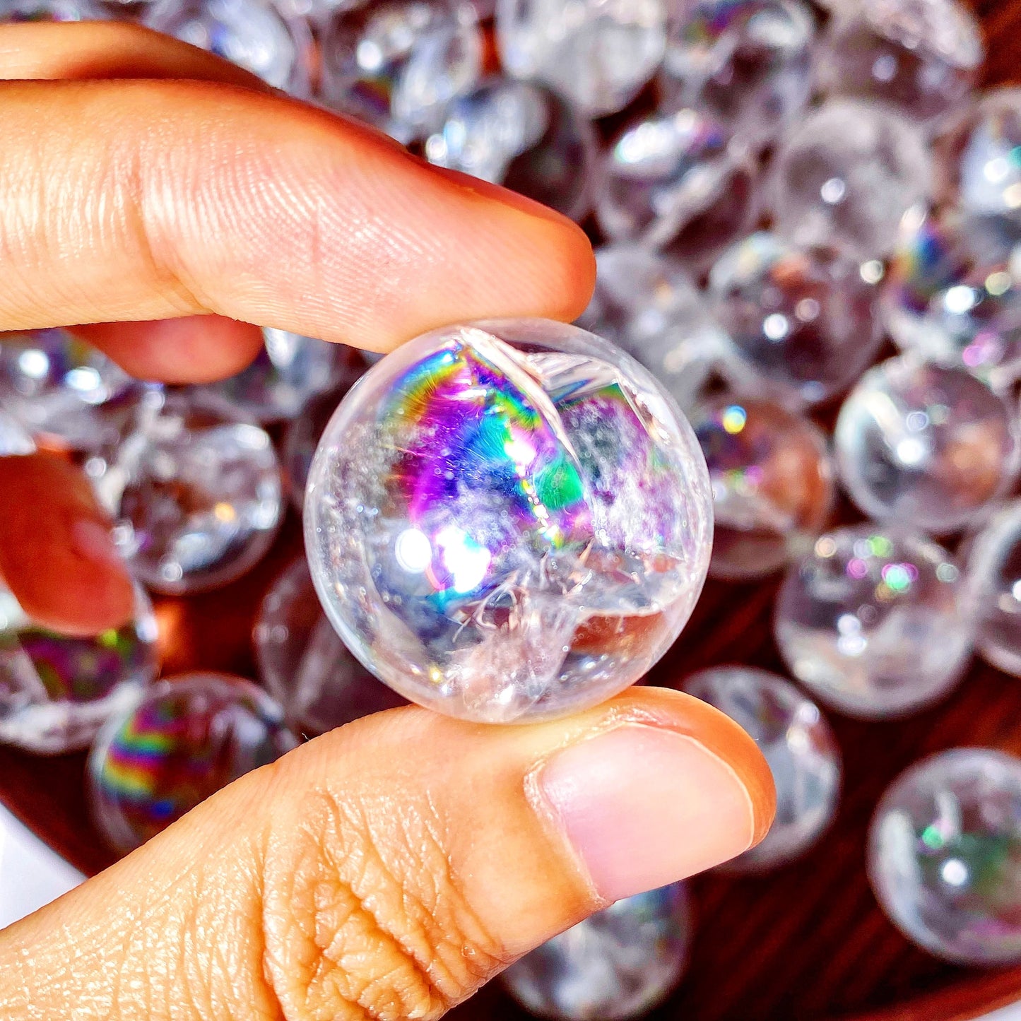 1PC Random Crackle Rainbow Clear Quartz Sphere Natural Crystal,Gemstone Jewelry,Glitter,Healing crystal,Birthday gift,Women gift by Reinvent Yourself