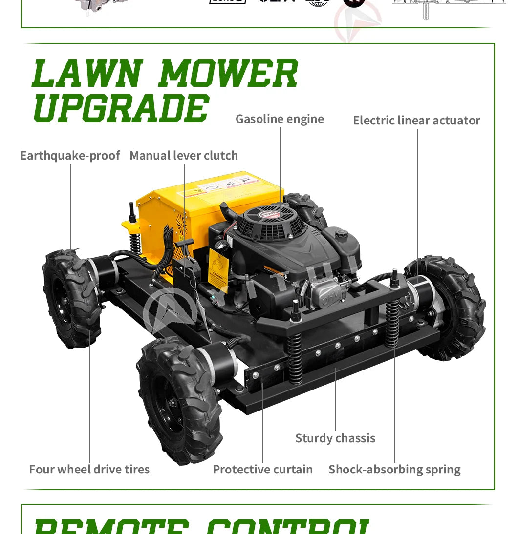 Mini Farm Garden Lawn Mower Smooth And Flexible Rotation Customized High Performance All Terrain Remote Control Robot by Reinvent Yourself