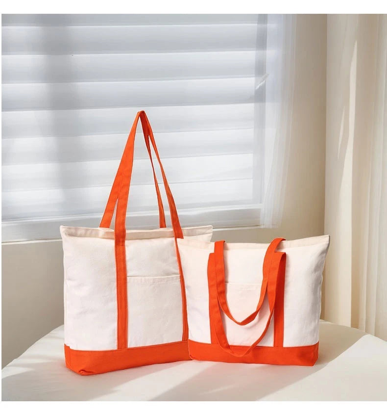 Customizable Tote Bag for Women - Reusable Cotton Canvas Grocery Bag with Logo Printing, Eco-Friendly Shoulder Handbag by Reinvent Yourself