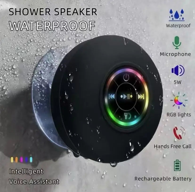 Loudspeaker Bluetooth Speaker Mini Shower Subwoofer Waterproof Handsfree With Suction Cup Mic For Bathroom Pool Beach Car Phone by Reinvent Yourself