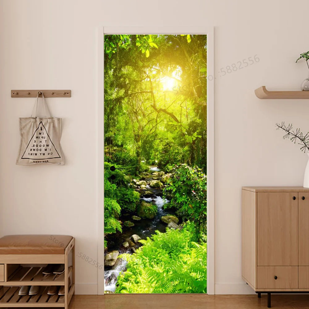 Scenery Door Stickers Wallpaper For Self-adhesive 3d Entrance Bathroom Sticker Room Decor Wall Photo Posters Vinyl On The Closet by Reinvent Yourself