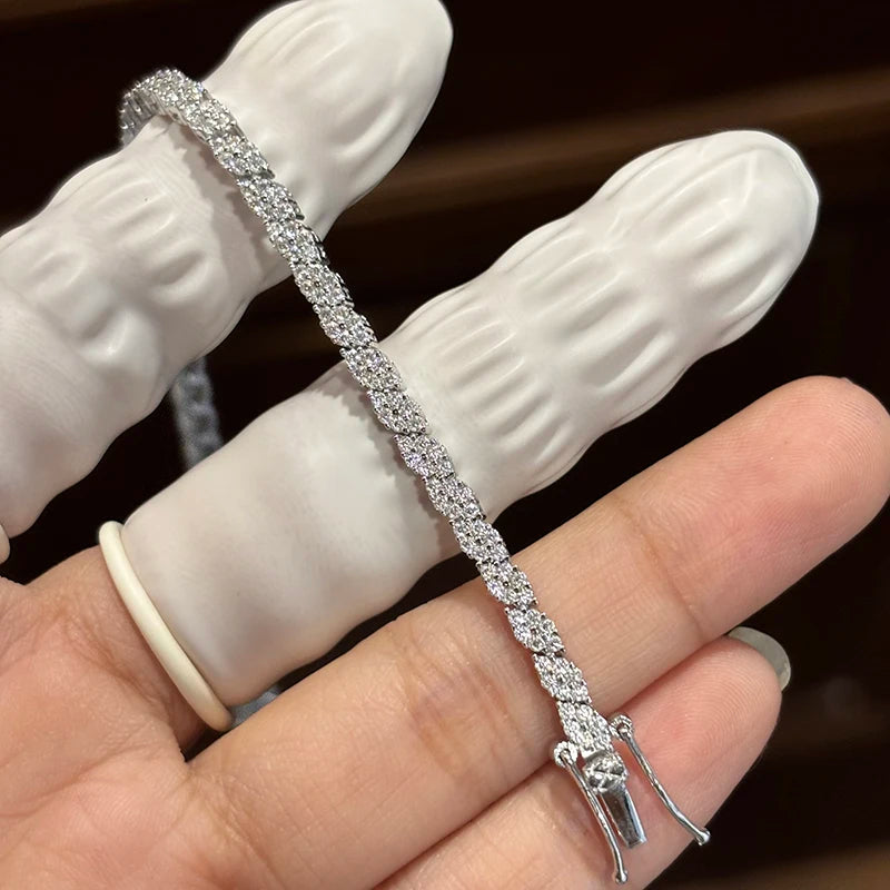 NKHOG Full Moissanite Tennis Bracelets S925 Silver Sparkling Diamond Women Men Party Wedding Bangles Jewelry Gifts GRA Certified by Reinvent Yourself