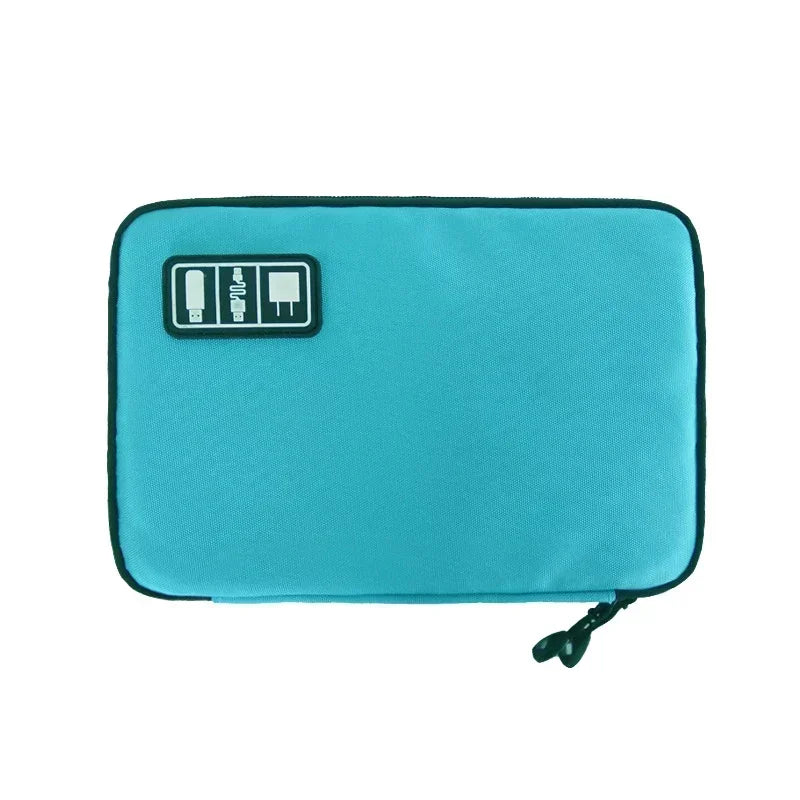1pc Black Green Storage Bag Electronic Accessory Organizer Portable Usb Data Cable Charger Plug Travel Waterproof Organizer by Reinvent Yourself