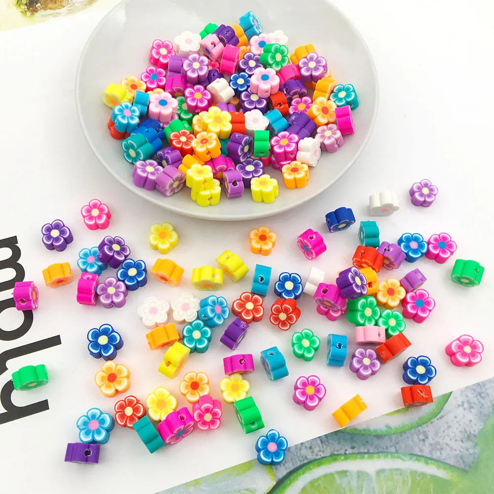100/1000Pcs Flower Polymer Clay Beads Pattern Round Polymer Clay Beads for Jewelry Making Findings, Bracelet Accessories by Reinvent Yourself