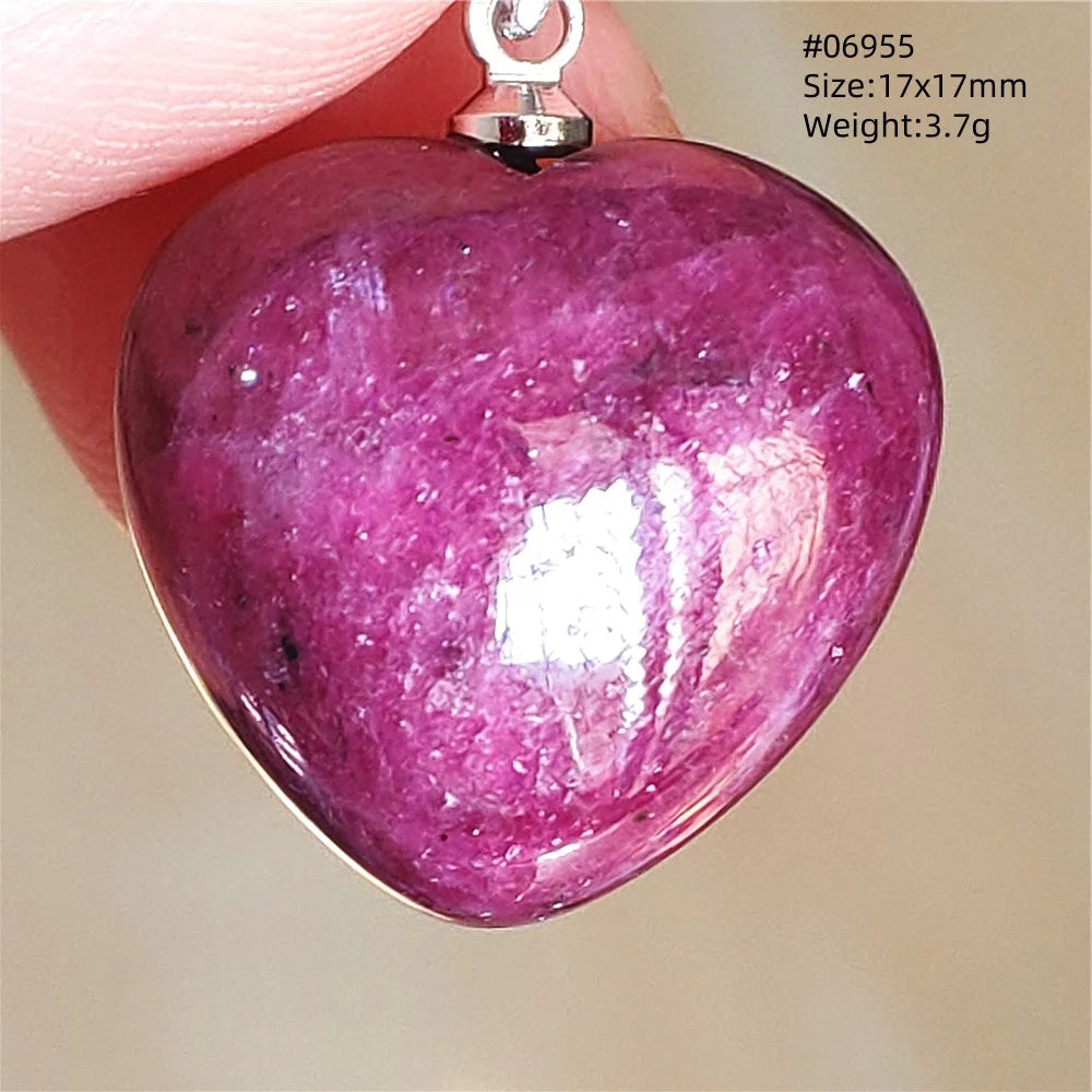 Natural Red Ruby Pendant Jewelry Love Heart Watermelon Ruby Zoisite Necklace Women Men 925 Sterling Silver AAAAA by Reinvent Yourself