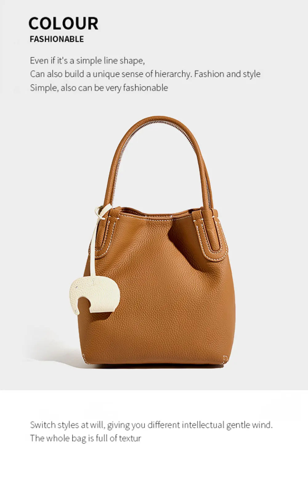 Genuine Leather Women Bucket Bag Luxury Designer Handbags High Quality Cowhide Women's Shoulder Bags Fashion Crossbody Bag by Reinvent Yourself