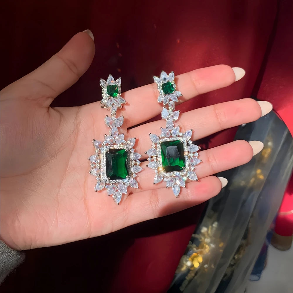 Luxury Boho Design Bridal Jewelry Set Zircon High Quality for Wedding Charm Lady Dubai Necklace Earrings Set Adjustable Banquet by Reinvent Yourself