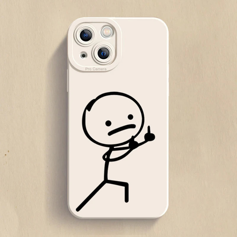 Cartoon Matchman Phone Case For iPhone 11 12 13 14 15 Pro Max XR XS X 7 8 Plus SE 2020 Shockproof Matte Soft TPU Silicone Cover by Reinvent Yourself