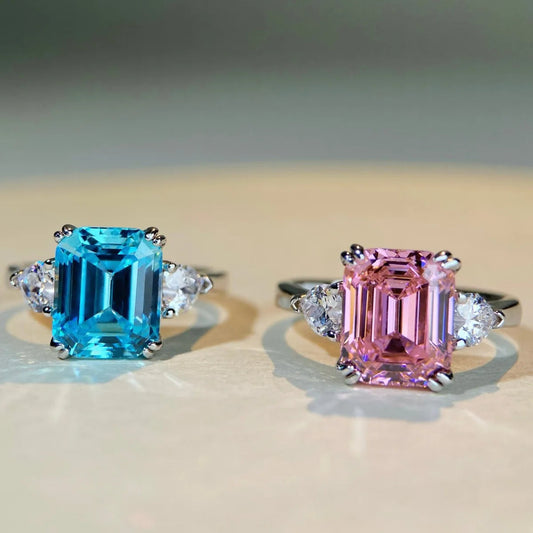 S925 Sterling Silver 4-Carat Sugar Cube Pagoda Ring Women's Premium Ladies Luxury Exquisite Gift Jewelry by Reinvent Yourself