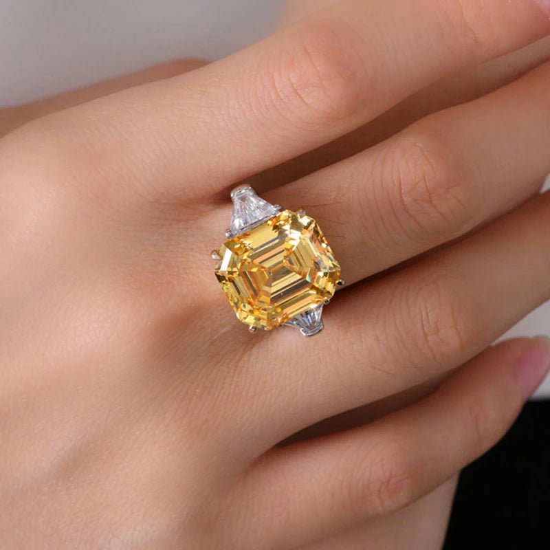 OEVAS 100% 925 Sterling Silver Sparkling 14*16mm Pink Yellow High Carbon Diamond Fine Jewelry Wedding Party Fine Jewelry Gifts by Reinvent Yourself