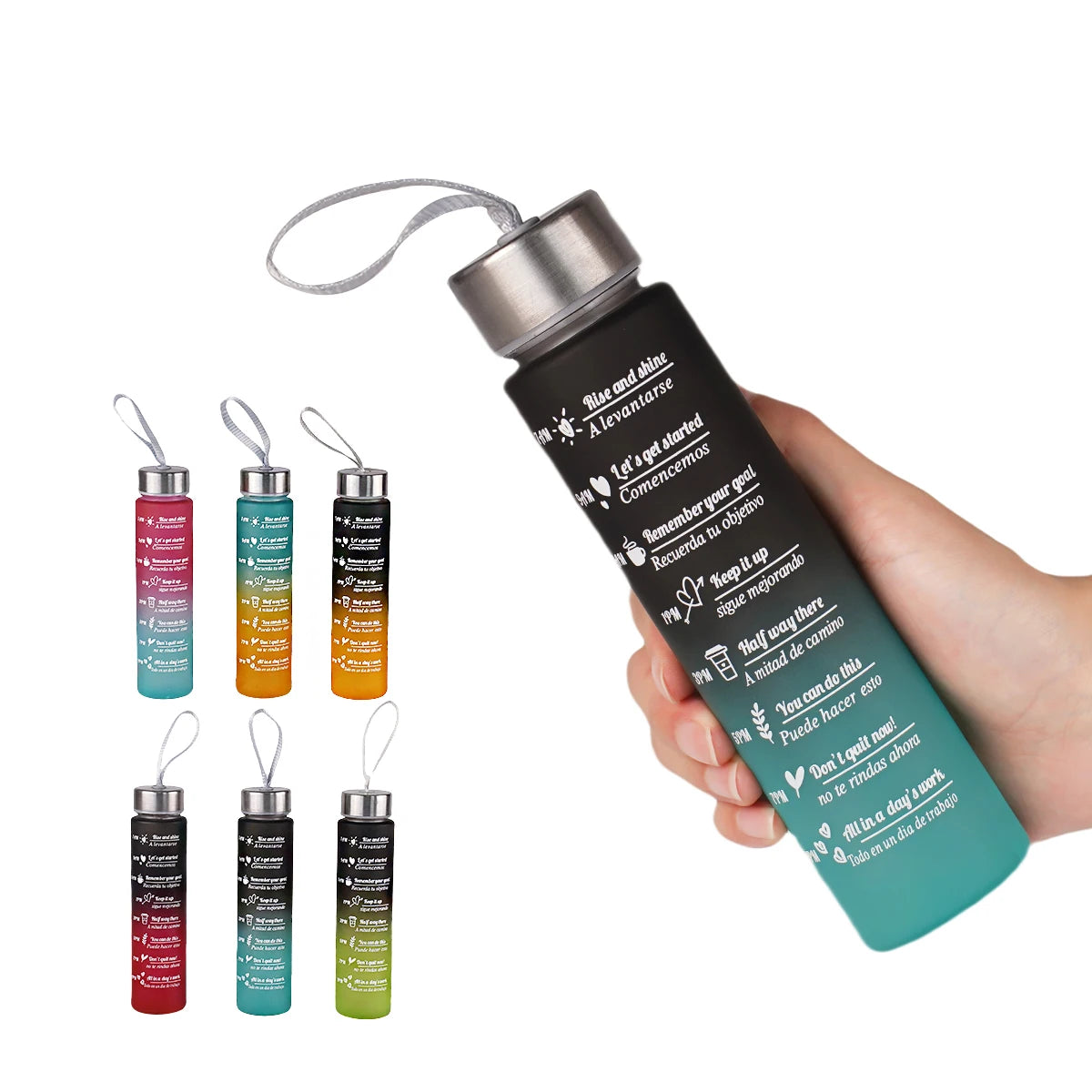 300ml Water Bottle BPA Free leak proof High Quality Drink Bottles With Time Marker Fitness Sports Reusable Outdoors by Reinvent Yourself