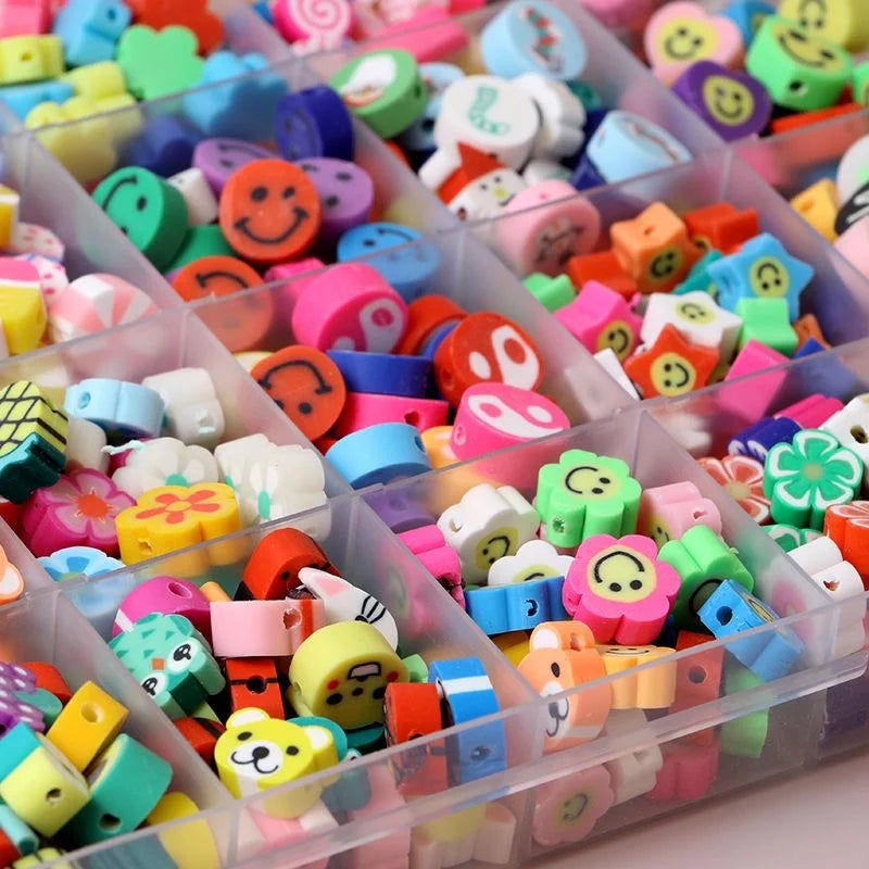 100/1000Pcs Flower Polymer Clay Beads Pattern Round Polymer Clay Beads for Jewelry Making Findings, Bracelet Accessories by Reinvent Yourself