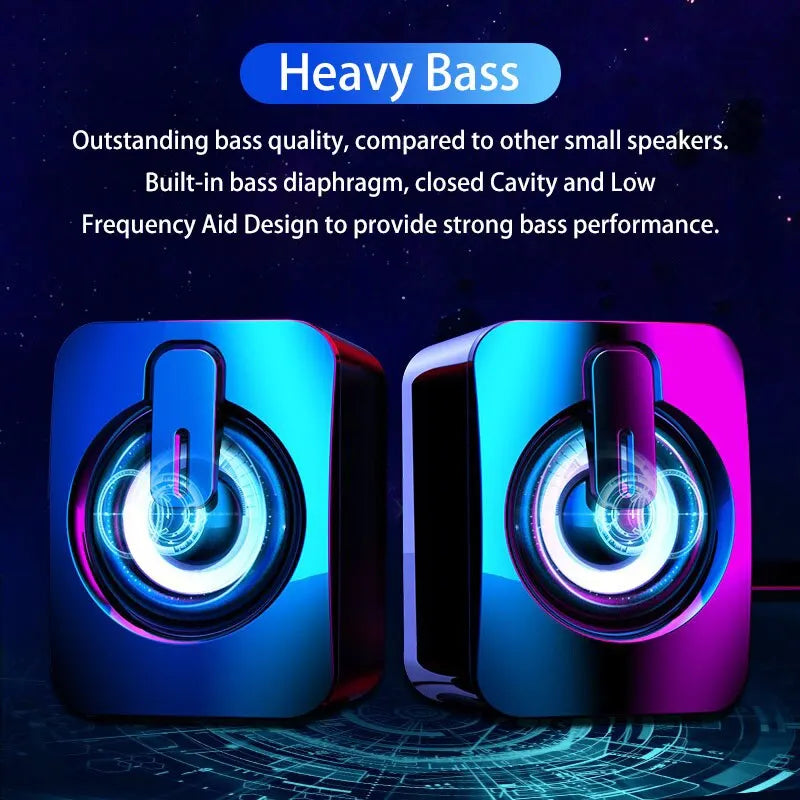 Computer Speakers HiFi Stereo Microphone Audio PC Speaker USB Wired Caixa De Som with LED Light for Desktop Computers PC Laptops by Reinvent Yourself
