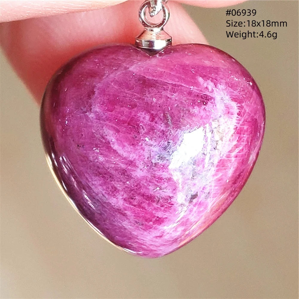 Natural Red Ruby Pendant Jewelry Love Heart Watermelon Ruby Zoisite Necklace Women Men 925 Sterling Silver AAAAA by Reinvent Yourself