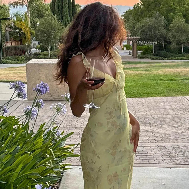 Summer Flower Printed Women's Sexy Low-cut Dress Sleeveless Backless Slim Sling Dresses 2026 Beach Vacation Lady Vestidos by Reinvent Yourself