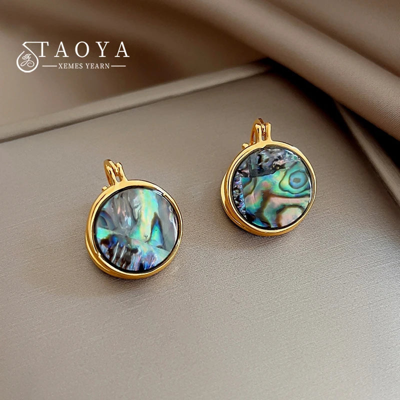 Luxury Abalone Shell Round Earrings for 2025 Women's Unusual Ear buckle Party Trendy Jewelry Young Girl’s Gold Color Accessories by Reinvent Yourself