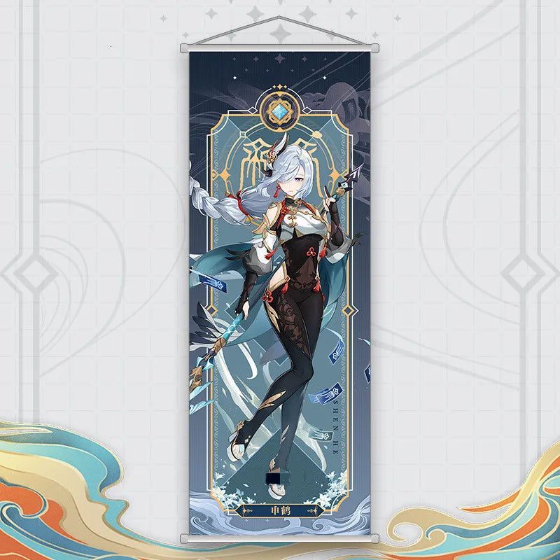 Xiao Yelan Kazuha Hutao Genshin Impact Scroll Canvas Wall Hanging Painting Home Decor Anime Poster Wall Art Room Decoration by Reinvent Yourself