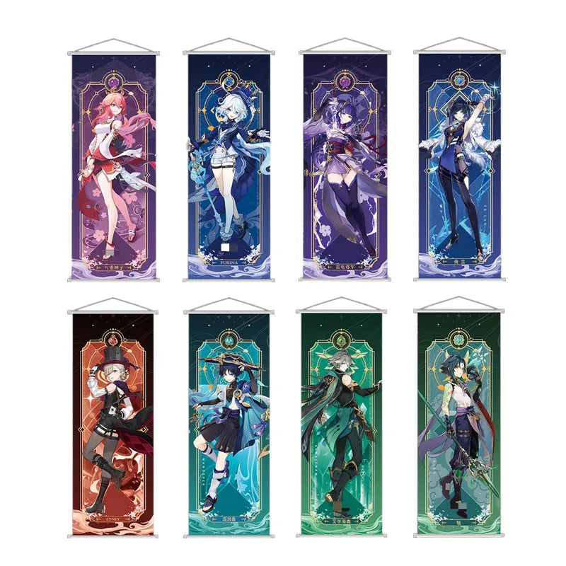 Xiao Yelan Kazuha Hutao Genshin Impact Scroll Canvas Wall Hanging Painting Home Decor Anime Poster Wall Art Room Decoration by Reinvent Yourself