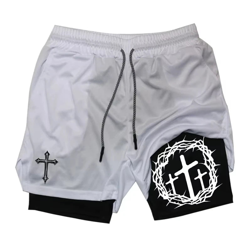2-in-1 sports running shorts men's sports fast drying shorts sports gym performance shorts by Reinvent Yourself