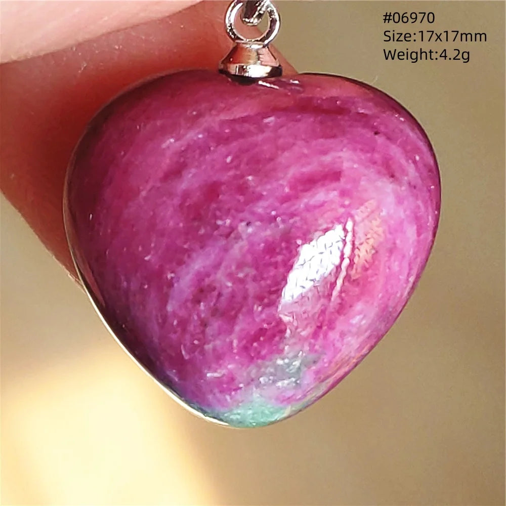 Natural Red Ruby Pendant Jewelry Love Heart Watermelon Ruby Zoisite Necklace Women Men 925 Sterling Silver AAAAA by Reinvent Yourself