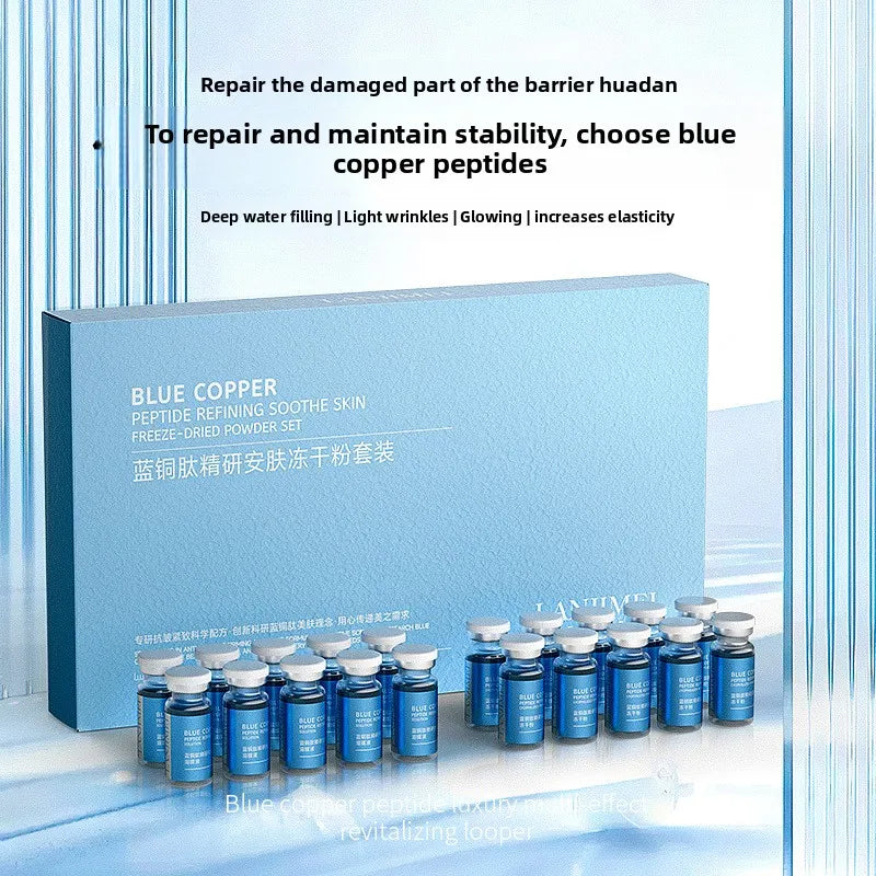 Blue Copper Peptide Freeze-Dried Powder Set Oligopeptide Anti Wrinkle Essence Shrink Pores Acne Treatment Skincare Serum 20pcs by Reinvent Yourself
