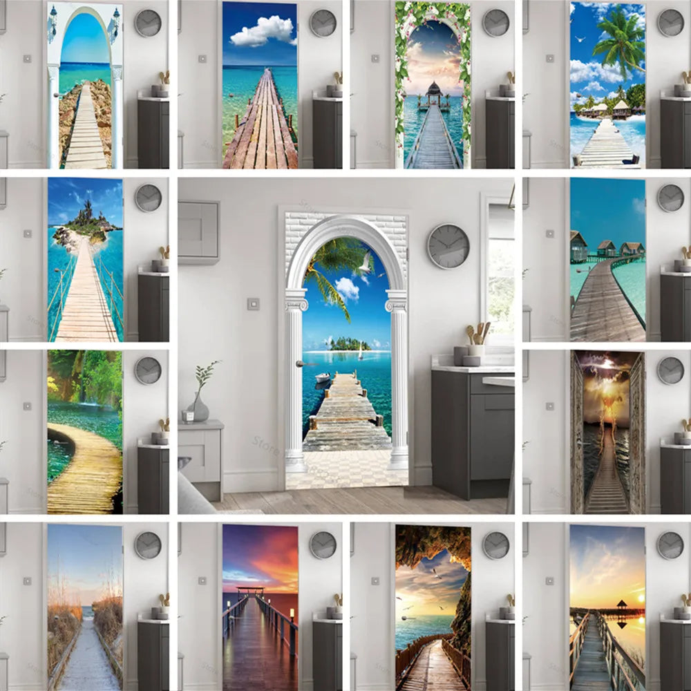 Scenery Door Stickers Wallpaper For Self-adhesive 3d Entrance Bathroom Sticker Room Decor Wall Photo Posters Vinyl On The Closet by Reinvent Yourself