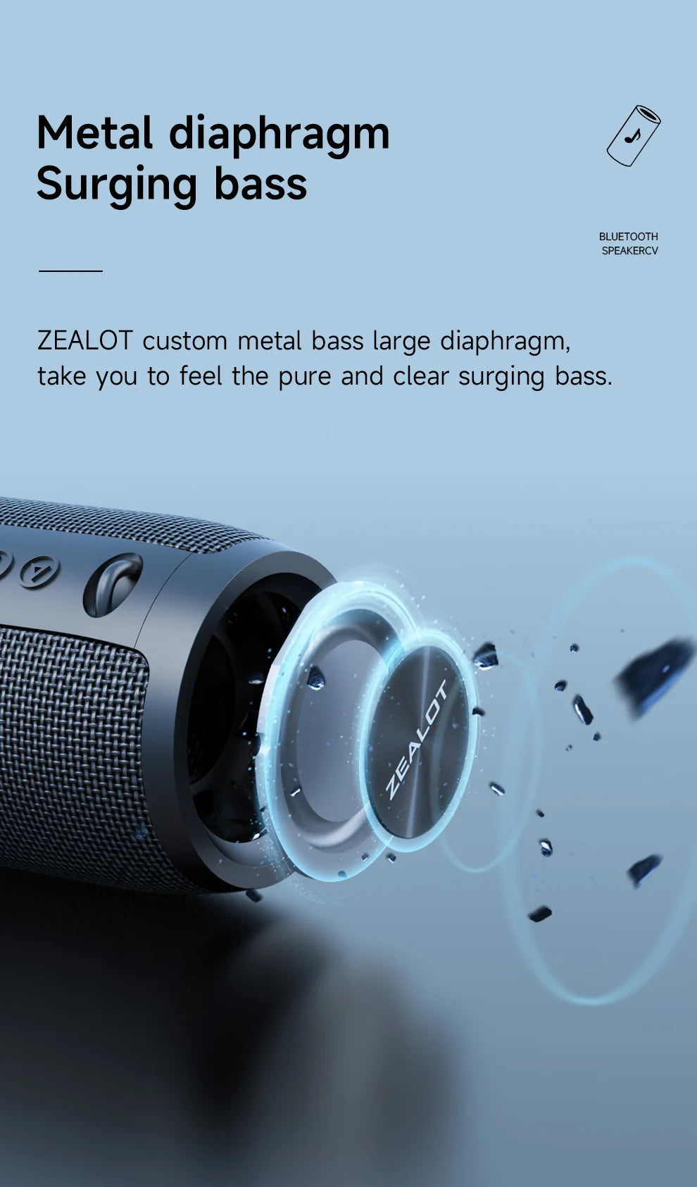 ZEALOT-S51PRO 40W High-power Bluetooth Speaker 3D Stereo Bass Bluetooth Speaker Portable IPX5 Waterproof Suitable TWS Boom Box by Reinvent Yourself