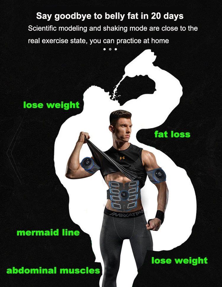 USB Rechargeable Muscle Massager Portable Muscle Trainer Abdominal Muscle Shaping Belt Exercise Fitness Massager Relax Fatigue by Reinvent Yourself